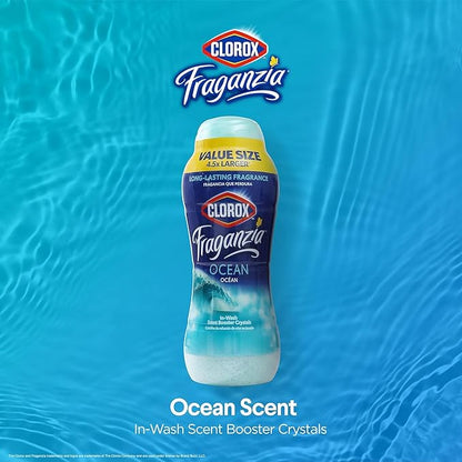 Clorox Fraganzia Laundry Scent Booster Crystals, In-Wash Fragrance Beads for Fresh-Smelling Clothes & Linens, Safe for All Fabrics & Colors, Easy-Pour Bottle, Ocean Scent, 70 Oz - 6 Pack