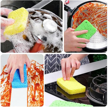 24 - Pack Non-Scratch Scrub Sponges - Sponges for Dishes and Washing Dishes, Cleaning Sponges for Kitchen Home and More（Mixted）