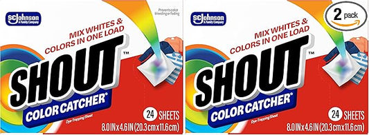Shout Color Catcher Sheets for Laundry, Allow Mixed Washes, Prevent Color Runs and Maintain Original Clothing, 24 Count (Pack of 2)