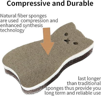 Kitchen Sponges Reusable, Dish Sponge for Washing Dishes, Compostable Sponges for Cleaning Dishwashing, Natural Wood Pulp Scouring Pad, Household Cellulose Scrub Sponge Heavy Duty (Kitchen sponges-6)