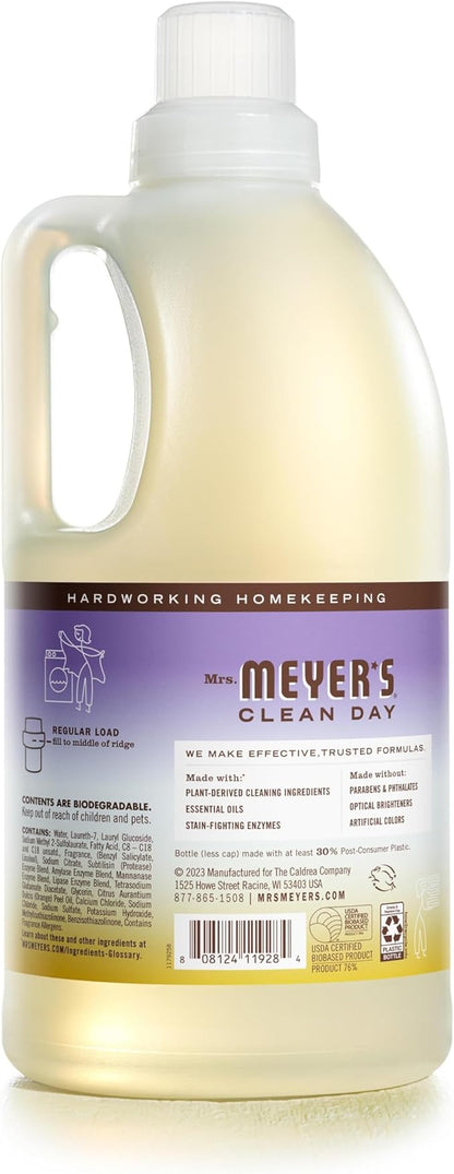 MRS. MEYER'S CLEAN DAY Liquid Laundry Detergent, Infused with Essential Oils, Compassion Flower, 64 oz (64 Loads)