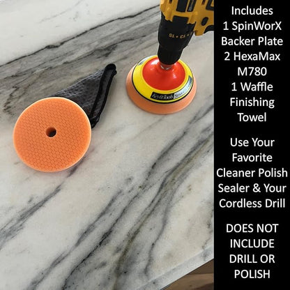 Keyfit Tools SmoothOperator PROFESSIONAL Drill Powered Granite Stone Quartz Marble Countertop Cleaner Polisher Sealer ~HexaMax M780 Proprietary Non Abrasive Cleaning/Polishing/Sealing Compound