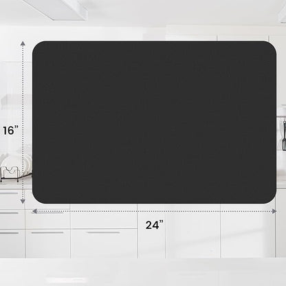WISELIFE Dish Drying Mat Super Absorbent Drying Mat Large Dish Drying Mats for Kitchen Counter Easy Clean Dish Mat Kitchen Drying Mat16"x 24" Classic Black