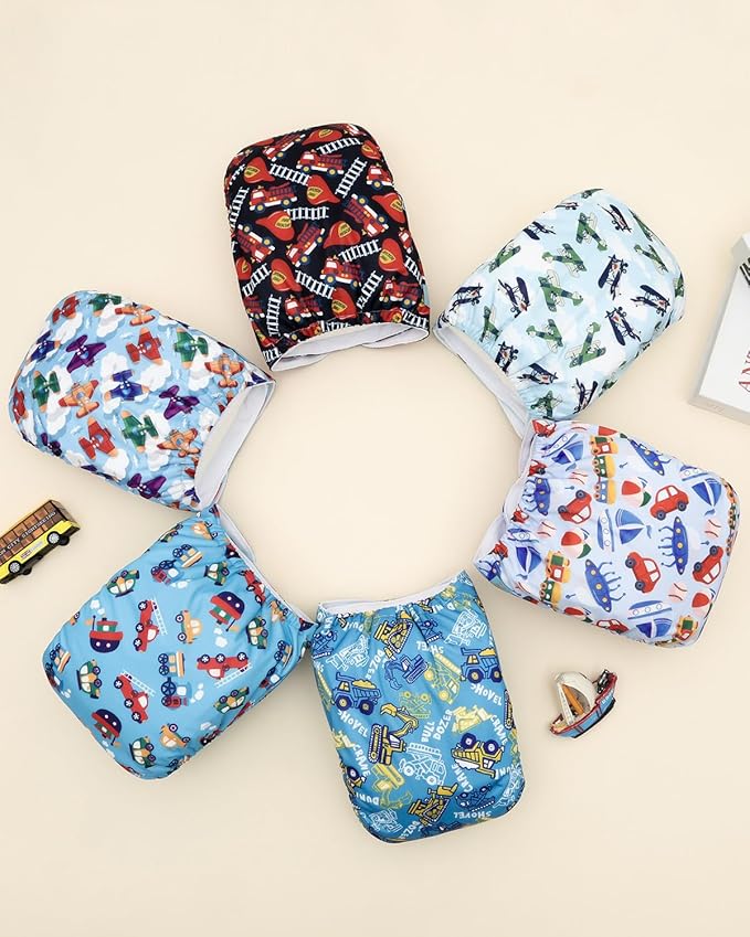 ALVABABY Baby Cloth Diapers 6 Pack with 12 Inserts Cloth Diaper Covers Adjustable Washable Reusable for Baby Girls and Boys
