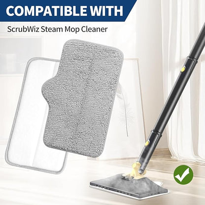Steam Mop Pads Compatible with ScrubWiz & LABIGO Steam Mop Cleaner - Washable and Reusable Microfiber Replacement Mop Pads for Cleaning Floors and Carpets, 4 Pack