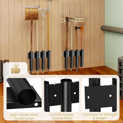 Shovel Holder for Truck - 8-Hole Heavy Duty Steel Tool Organizer - for Bed & Box Mount (Truck Bed Rail or Tool Box) - Also for Workshop and Farm Shed Use - Holds Rakes, Shovels, Hoes