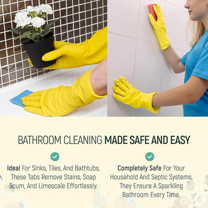 12 Pack Natural Bathroom Cleaner - Bath Shower Bathtub Tub Toilet Tile Cleaning Tablets Refill - Eco-Friendly Product & Cleaning Supplies - 1 Tablet = 17oz Spray (204oz Total) - Ocean Breeze