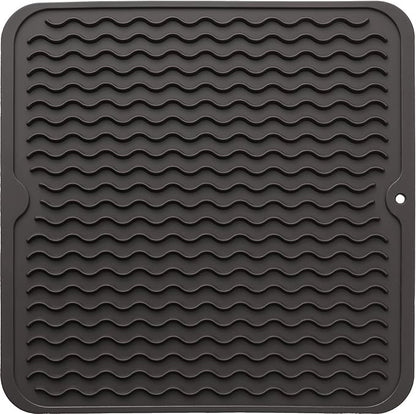 MicoYang Silicone Dish Drying Mat for Multiple Usage,Easy clean,Eco-friendly,Heat-resistant Silicone Mat for Kitchen Counter or Sink,Refrigerator or Drawer liner Coffee M 12 inches x 12 inches
