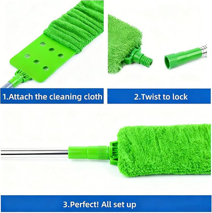 Retractable Gap Dust Cleaner Under Appliance Cleaning Tool, GMLRKY Flat Duster for Under Refrigerator Fridge Stove Couch Bed, Skinny Thin Duster for Tight Spaces (Green)