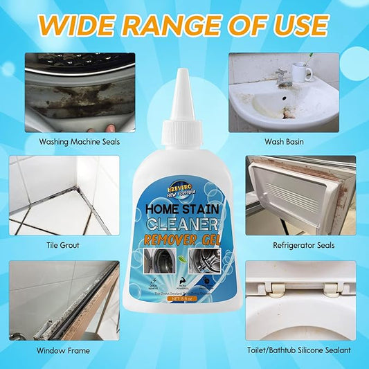 Mold Stain Remover Gel, Front Load Washer Mold Remover for Washing Machine Gasket Rubber Seal Home Stain Cleaner Gel for Grout Caulk, Bathroom, Shower, Bathtub, Refrigerator Cleaning Solution 8 Fl Oz