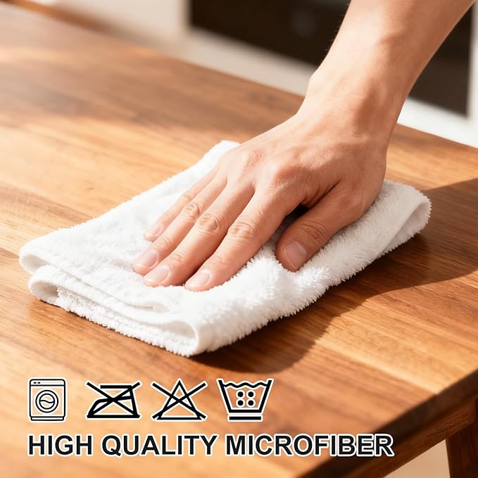 Microfiber Cleaning Cloth, 3 Pcs White11.8 inch x 11.8 inch, Cleaning Rags， Microfiber Cloth, Multi-Functional Cleaning Towels, for Car Detailing, Home, Kitchen (White, 11.4 x 11.4 inch)