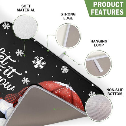Winter Snowman Dish Drying Mat, Christmas Snow Dish Drying Mat for Kitchen Counter, Christma Cute Snowman Absorbent Fast Dry Dish Drainer Mat Protector Xmas Microfiber Dish Drying Pad 16x18 Inch