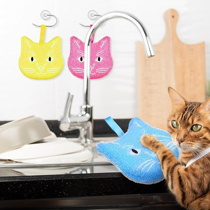 LemonRoad 6 Pcs Reusable Scrub Sponge Kitchen Sponge Fun Dish Scrubbers Color Cute Reusable Non Scratch Dish for Washing Dishes Kitchen Bathroom Good for Gift