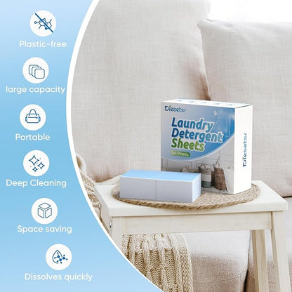 Diesetsr Laundry Detergent Sheets 150 Counts Travel Laundry Sheet ECO-friendly, 300 Small Loads Plastic-Free Clothes Washing Soap- Laundry Sheet Fresh Linen