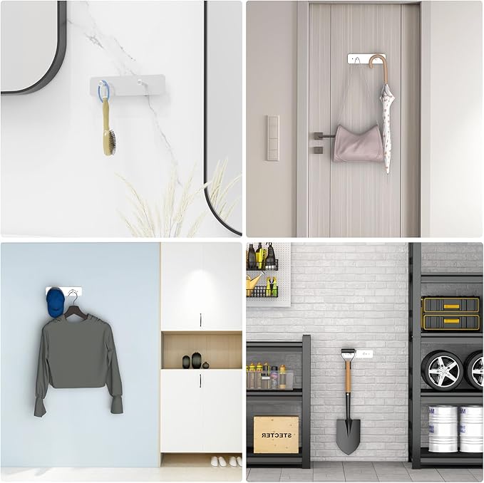 Ironing Board Holder, Ironing Board Hanger Wall Mount for Y or T Shaped, Laundry Rooms Stainless Steel Iron Board Hook with Adjustable Hooks