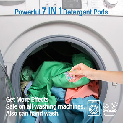 YUCO Laundry Pods Detergent 7-in-1 Super Cleaning PowerHypoallergenic & Ultra Concentrated Laundry Liquid Pods HE Compatible Washing Detergent with Long-Lasting Mixed Floral Fragrance 32 Loads