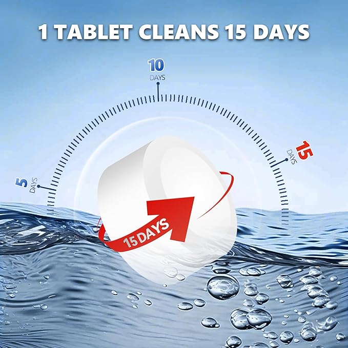 Toilet Bowl Cleaner Tablets, Automatic Toilet Bowl Cleaners with Bleach for Deodorizing and Descaling, Toilet Tabs Drop in Tank Against Tough Stains, 12 Packs
