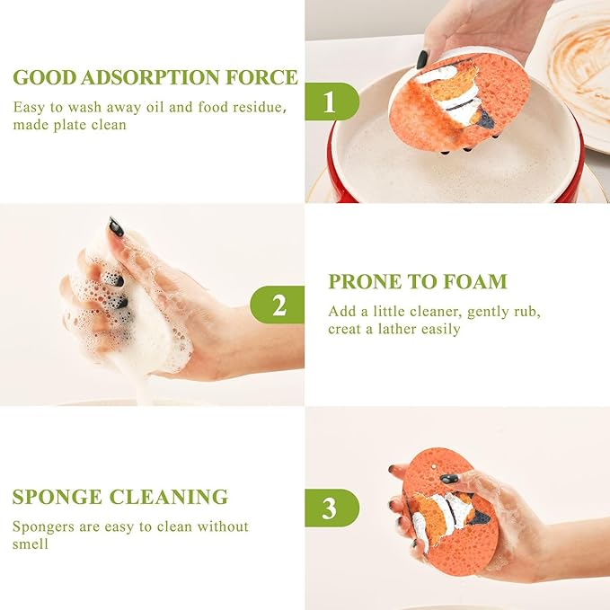 Corgi Dog Kitchen Scrub Sponges, Pop-up Kitchen Cleaning Sponges Reusable Dish Washing Sponges for Bathroom Household Cleaning 3 Pack - Non Scratch Scrubber