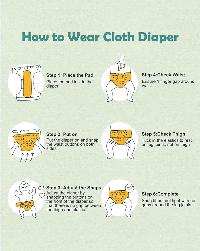babygoal Dinosaur Cloth Diapers Pack of 13, Baby Reusable Washable Pocket Nappy, 6pcs Diapers+6pcs Rayon from Bamboo Inserts+Wet Bag