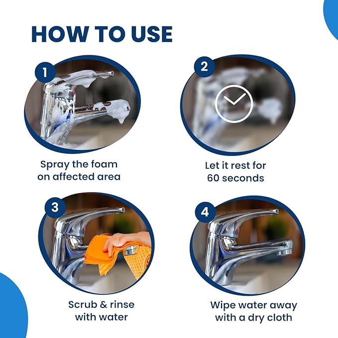 Hap-Pi Planet Tap Cleaner & Limescale Remover | Foaming Bathroom & Hard Water Stain Cleaner | Non-Toxic Plant-Based Formula | Multipurpose Cleaner for Tap, Shower, Tiles, Mirror & Sink | 500ml