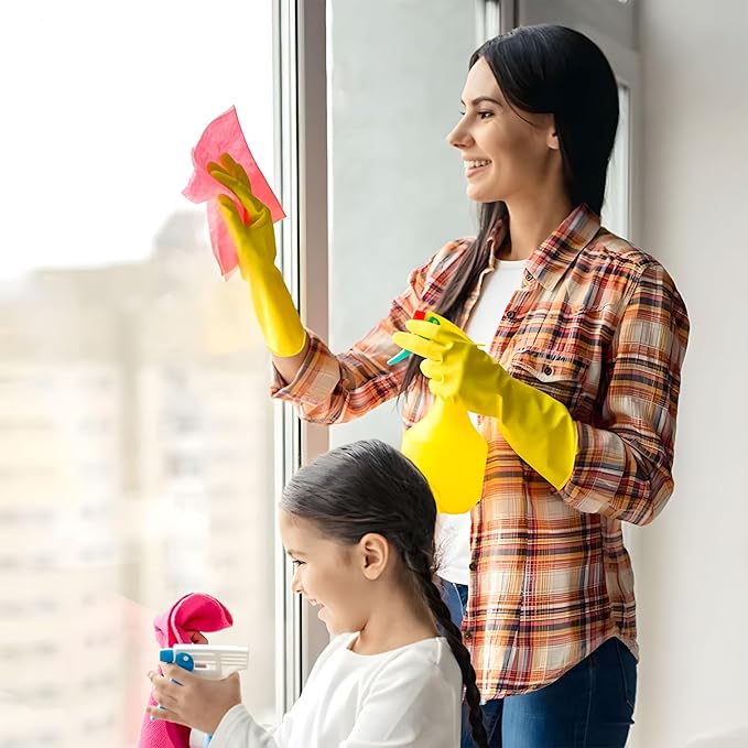 1 pair Reusable Household Gloves, Rubber Dishwashing gloves,Kitchen Cleaning, Working, Painting, Gardening, Pet Care