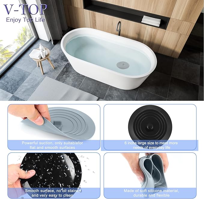 V-TOP Sink Strainer Stopper 4 Pack, Universal Silicone Kitchen Sink Drain Strainer Cover Plug Stopper Kit, 4.5 Inch Stainless Steel Sink Filter Strainer, Food Catcher for Kitchen Sink