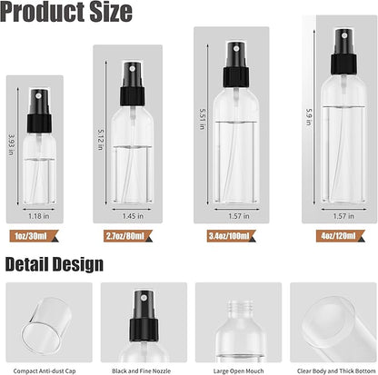 EPHECH 50PCS Small Spray Bottle, 4oz/120ml Travel Spray Bottle Clear Fine Mist Spray Bottles Plastic Empty Refillable Spray Bottles for Skin Care, Hair Care, Plant Care & Home Cleaning
