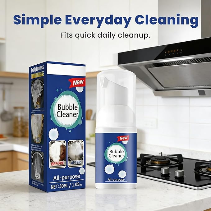 Foaming Heavy Oil Stain Remover,Rinse-Free Foam Cleaner Spray for Kitchen Grease,Multi Surface All Purpose Cleaner for Stovetops,Countertops,Range Hoods,Sinks and More (30ml/1oz,2 pc)