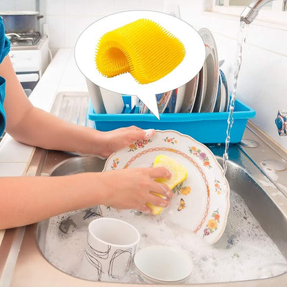 8 Pieces Silicone Sponge Silicone Scrubber Dish Brush Cleaning Sponges Circular and Soap-Shaped Silicone Dishwashing Brush Pad Double Sided Silicone Brush for Kitchen Dishes Fruits Vegetables