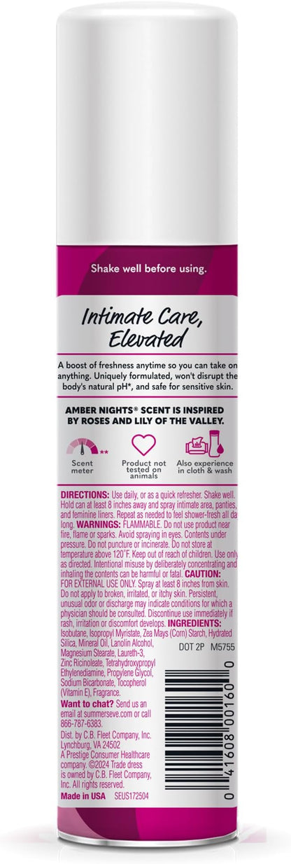 Summer's Eve Amber Nights Daily Feminine Spray with Talc-Free, Odor-Neutralizing and Moisture-Absorbing Formula, 2 Oz
