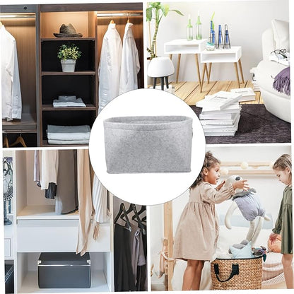 Hemobllo Felt Storage Basket Large Capacity Multi Purpose Organizer for Clothes and Sundries Lightweight Laundry Hamper for Home Bathroom Bedroom Light Gray
