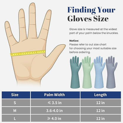 Rubber Kitchen Dishwashing Gloves - 4 Pairs Colorful Reusable Household Cleaning Gloves For Washing Dishes And Cleaning Tasks，Flexible And Durable Waterproof (Medium, Dark Green+Blue+Green+Gray)