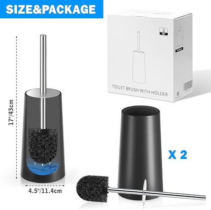 Toilet Brush and Holder, Toilet Brush with 304 Stainless Steel Long Handle, Toilet Bowl Brush for Bathroom Toilet-Ergonomic, Elegant,Durable