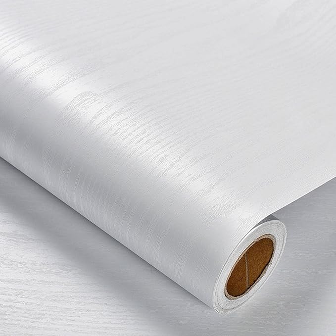 Heroad Peel and Stick Wallpaper Wood Contact Paper Wood Wallpaper White Wood Grain Contact Paper Thicken Textured for Cabinets and Drawers Countertops Waterproof Self Adhesive Vinyl 17.5" x 78.7"