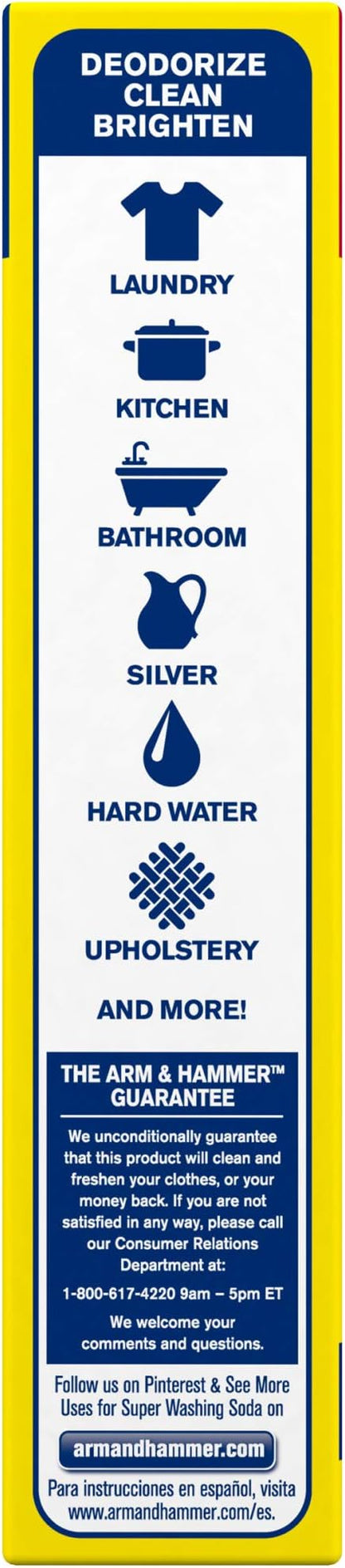 ARM & HAMMER Super Washing Soda Household Cleaner and Laundry Booster, Versatile Natural Home Cleaner, Powder Laundry Additive, 55 oz Box (Pack of 2)
