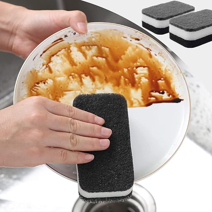 Kitchen Dishwashing Sponge Individually Wrapped Sponges, Bulk Non Scratch Scouring Pad Odor Free Dish Sponges for Washing Dishes Wipes for Household Cleaning Dishes Travel Apartments(Black-1000 Pack)