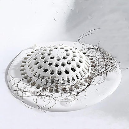 2 Pack Drain Stopper Hair Catcher, Sink Strainer - Anti-Clog Drain Filter for Bathroom, Kitchen, Bathtub, Laundry Room, Non-Slip & Easy to Clean, Universal Fit (1 Pack White+1 Pack Gray)