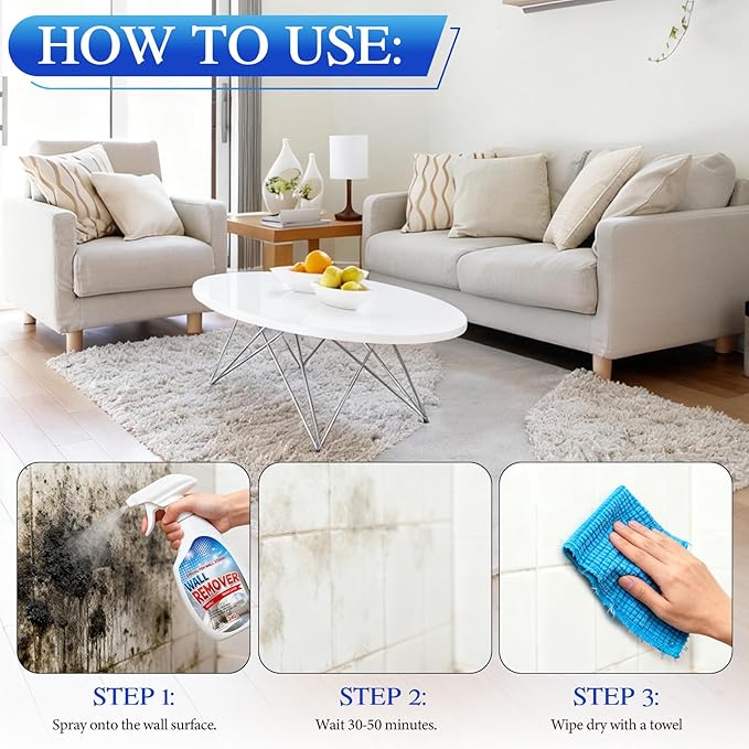 Highly Effective Removal Spray, Wall Cleaner Spray 8.46 Fl.oz, Multi-Surface Cleaning Solution, Dirt, Dust and Stain Remover, for Wood, Tile, Fabric, Bathrooms, Kitchens