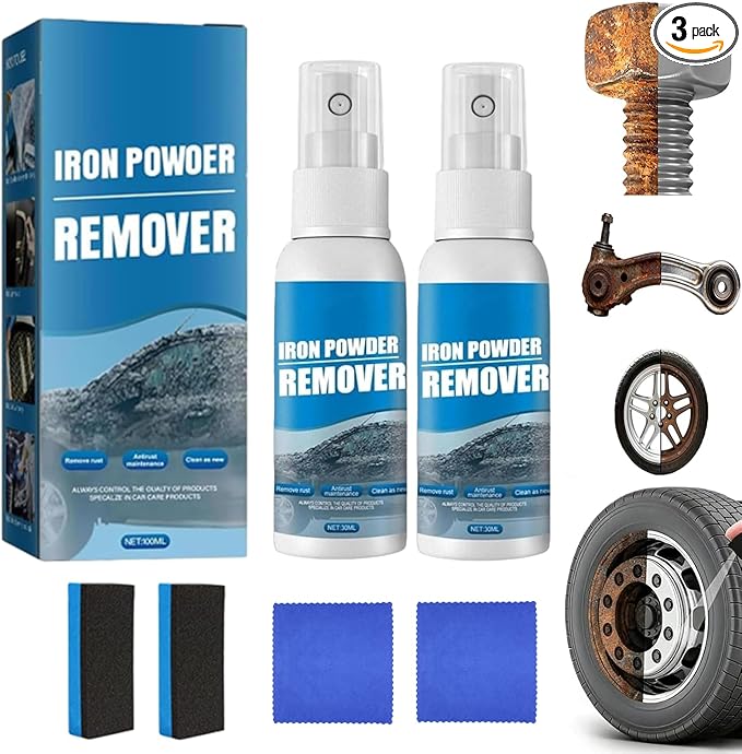 Multi-functional Quick-Acting Rust Removal Spray, 100ml Portable Rust Remover Spray, Includes Sponge and Cloth, Fast-Acting Formula & Easy Spray Application for Metal, Bikes (30ml * 2)