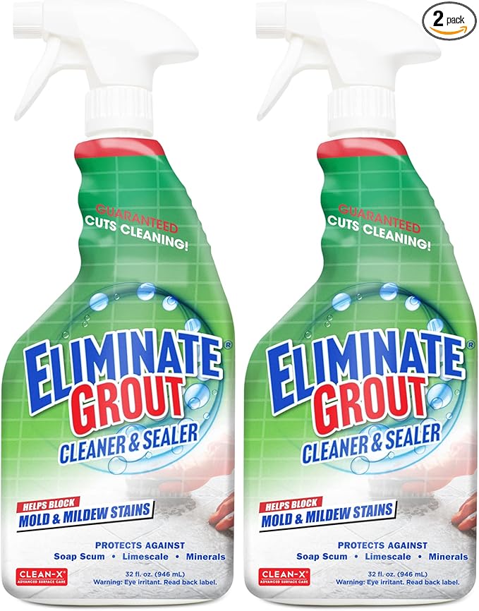 Clean-X Eliminate Grout Cleaner & Sealer with Hydrogen Peroxide – 32 fl. oz. by UNELKO Invisible Shield - 2 pack
