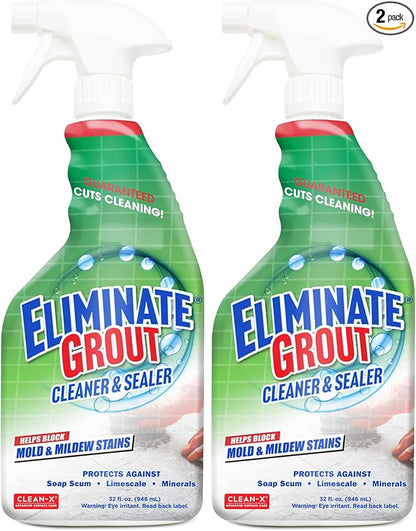 Clean-X Eliminate Grout Cleaner & Sealer with Hydrogen Peroxide – 32 fl. oz. by UNELKO Invisible Shield - 2 pack