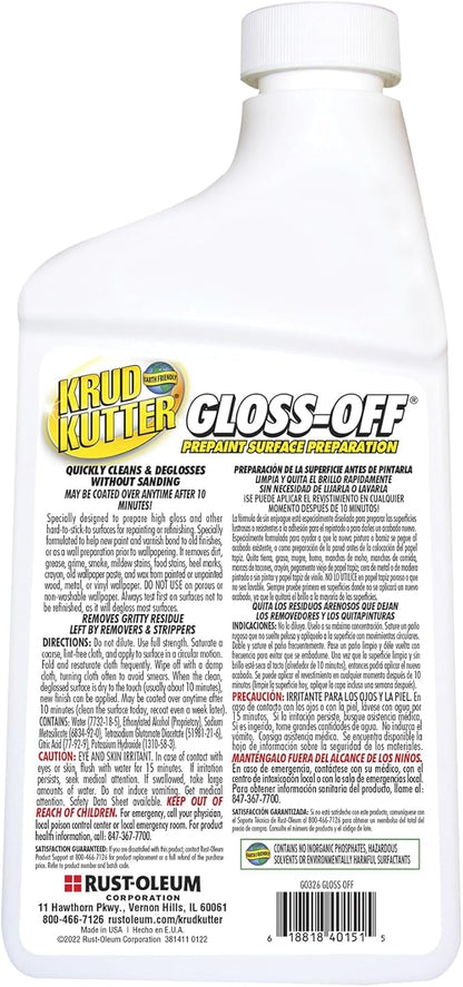 Krud Kutter GO326 Gloss Off Prepaint Surface Preparation Cleaner, 32 oz