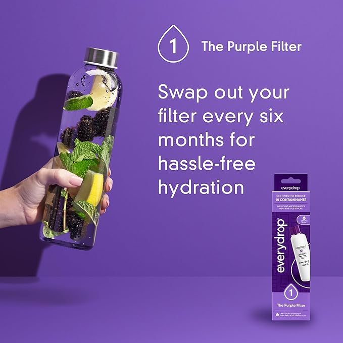 everydrop by Whirlpool Ice and Water Refrigerator Filter 1, EDR1RXD1, Single-Pack , Purple