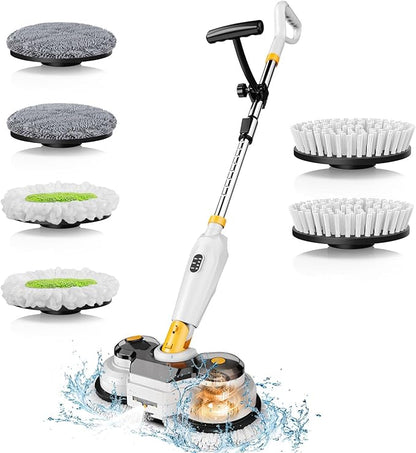 Cordless Electric Mop for Dewalt 20V Battery (NO Battery), 2 in 1 Automatic Spin Mop & Electric Floor Scrubber Machine with LED Light & Water Spray, 800 RPM Rotating Electric Mops for Floor Cleaning