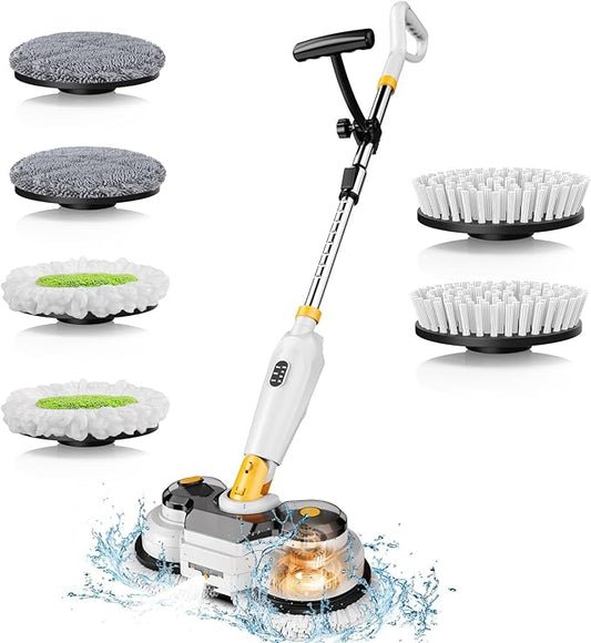 Cordless Electric Mop for Dewalt 20V Battery (NO Battery), 2 in 1 Automatic Spin Mop & Electric Floor Scrubber Machine with LED Light & Water Spray, 800 RPM Rotating Electric Mops for Floor Cleaning