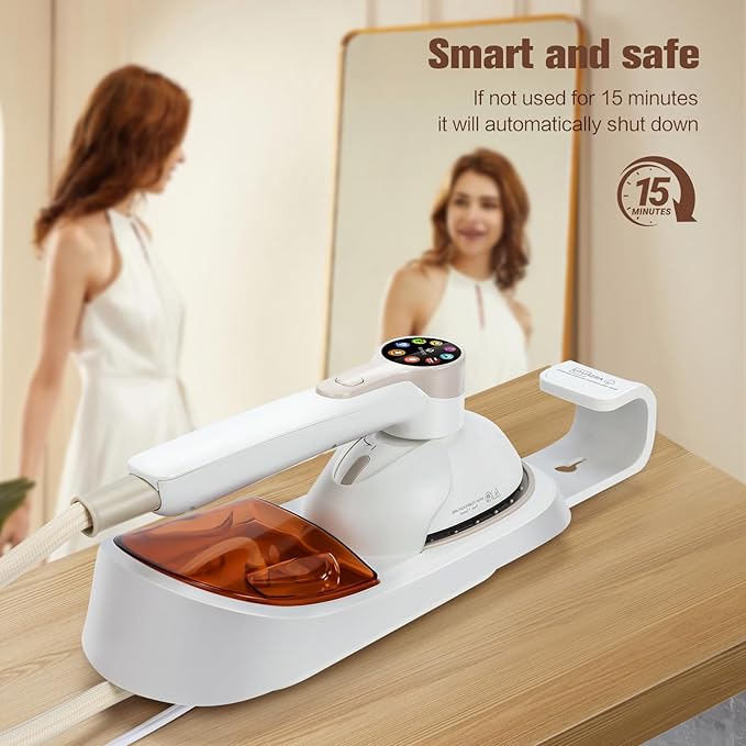 2-in-1 Handheld Steamer for Clothes & lron, 1450W Portable Garment Steamer with Smart LCD Display, 400ml Large Tank,8 Steam Levels, 90° Rotating Head, Fast Heat & Auto-Off for Home/Travel