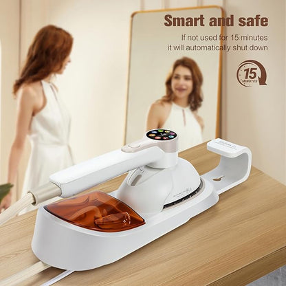 2-in-1 Handheld Steamer for Clothes & lron, 1450W Portable Garment Steamer with Smart LCD Display, 400ml Large Tank,8 Steam Levels, 90° Rotating Head, Fast Heat & Auto-Off for Home/Travel