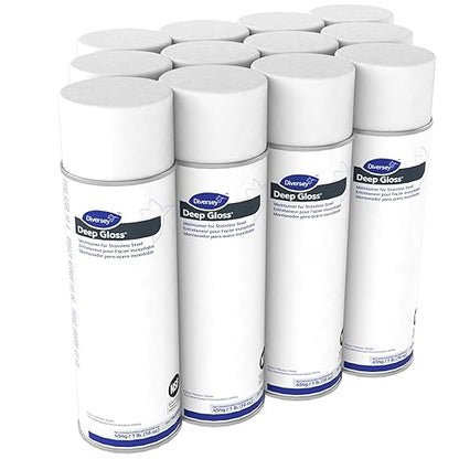Diversey 94970590 Deep Gloss Maintainer for Stainless Steel, Cleans, Polishes & Protects, Aerosol Spray, 16-Ounce (Pack of 12)