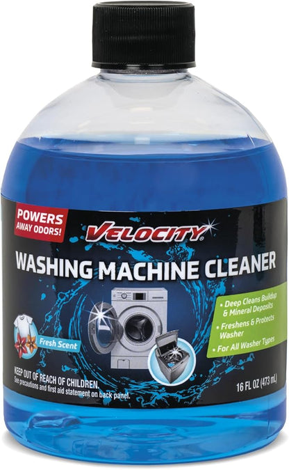 Velocity Washing Machine Cleaner – 4 Uses Per Bottle. Removes Hardwater Stains & Odor-Causing Buildup Inside Drum, Washer Cleaner for All Front & Top Load Washers & High Efficiency Machines