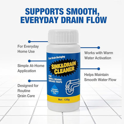 Sink Drain Cleaner Powder: Household Drain Clog Remover for Sink Shower Tub Kitchen Bathroom Pipes Floor Drains - Easy-to-Use Home Unclogging Opener (4 Pack)